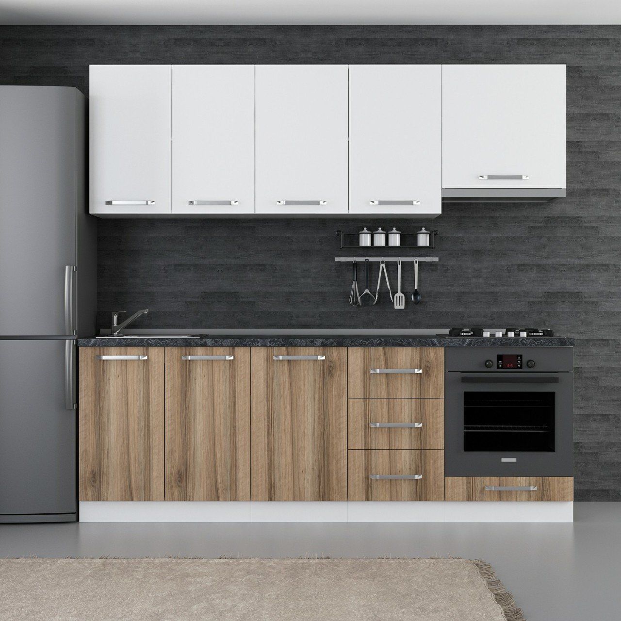 Minar 230 Cm Mutfak Dolabı Beyaz Dore 230-D8