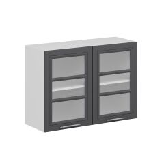 Alvinka Mutfak Modül Mbr_C Üst 2Dk1R 100-H72Cm Dolap Cam Beyaz Antrasit