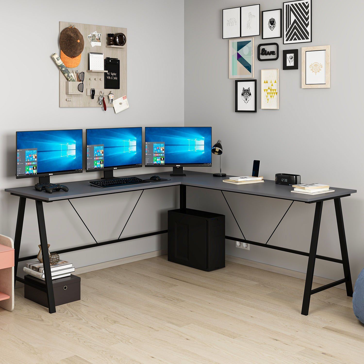 Team L Köşe Çalışma Masası - Antrasit