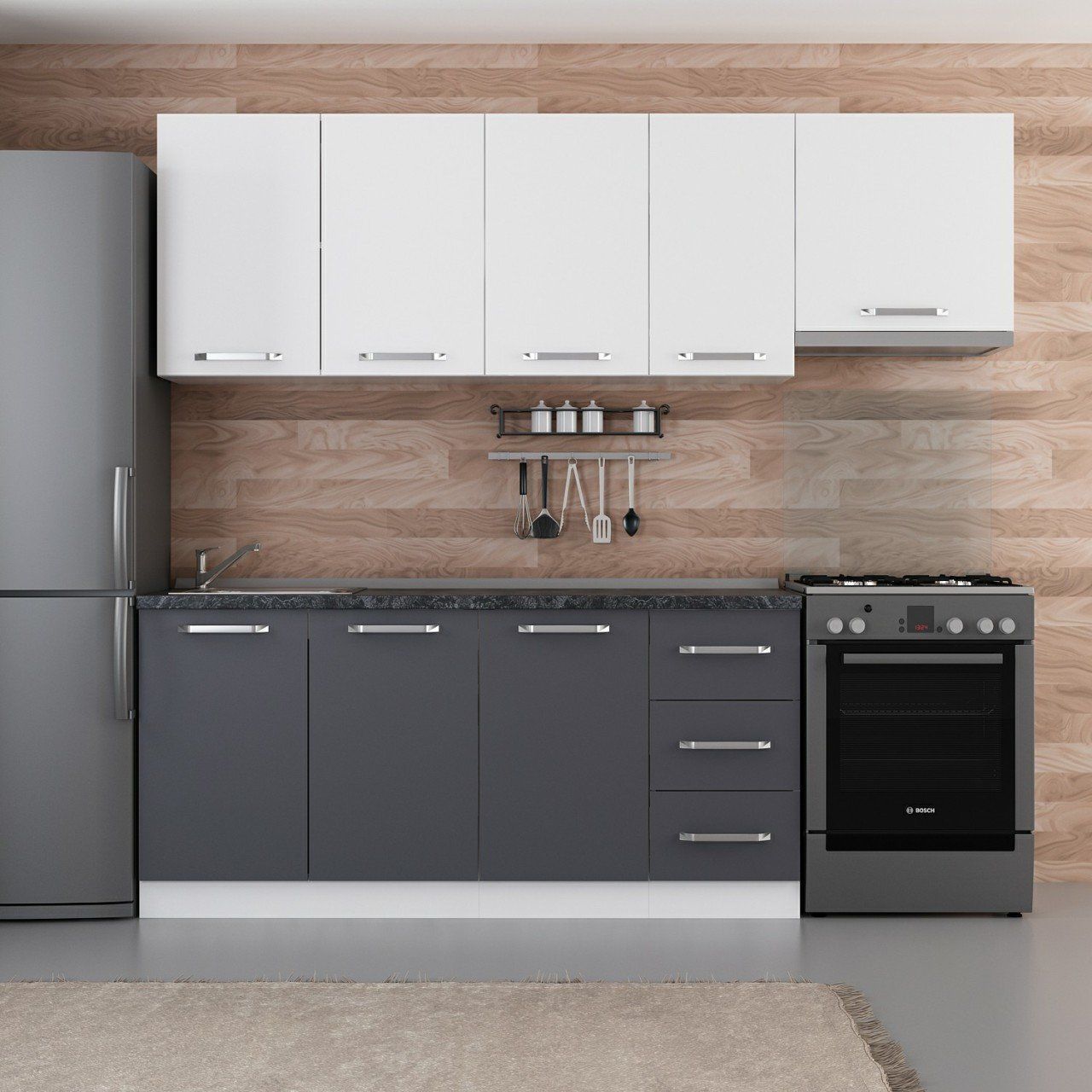 Minar 235 Cm Mutfak Dolabı Beyaz Antrasit 235-A4