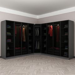 Kale 9 Füme Cam Kapaklı 4Ç Köşe Dolap Antrasit Füme Cam