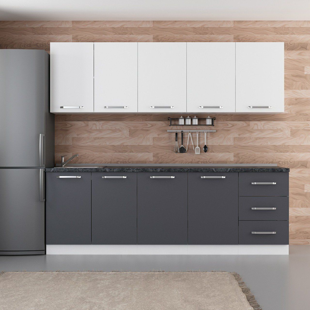 Minar 240 Cm Mutfak Dolabı Beyaz Antrasit 240-A1