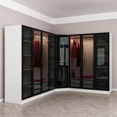 Kale 8 Füme Cam Kapaklı 4Ç Köşe Dolap Beyaz Füme Cam