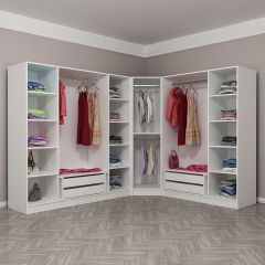 Kale 8 Füme Cam Kapaklı 4Ç Köşe Dolap Beyaz Füme Cam