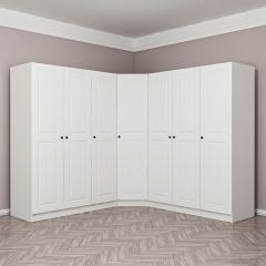 Minar Kale190 7 Kapaklı 4Ç Köşe Dolap Beyaz Mebran