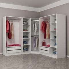 Minar Kale190 7 Kapaklı 4Ç Köşe Dolap Beyaz Mebran