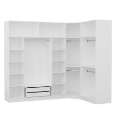 Minar Kale190 7 Kapaklı 2Ç Köşe Dolap + Yüklük Beyaz Mebran