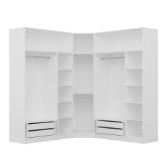 Minar Kale190 7 Kapaklı 4Ç Köşe Dolap + Yüklük Beyaz Mebran