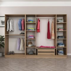 Kale 6 Füme Cam Kapaklı 2Ç Dolap Dore Füme Cam