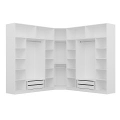 Minar Kale190 9 Kapaklı 4Ç Köşe Dolap + Yüklük Beyaz Mebran