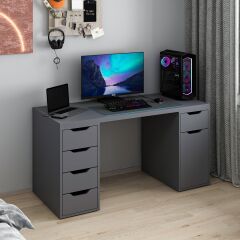 Alen 150 Cm 5 Çekmeceli Dolaplı Çalışma & Oyuncu Masası - Antrasit