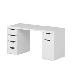 Alen 150 Cm 5 Çekmeceli Dolaplı Çalışma & Oyuncu Masası - Beyaz