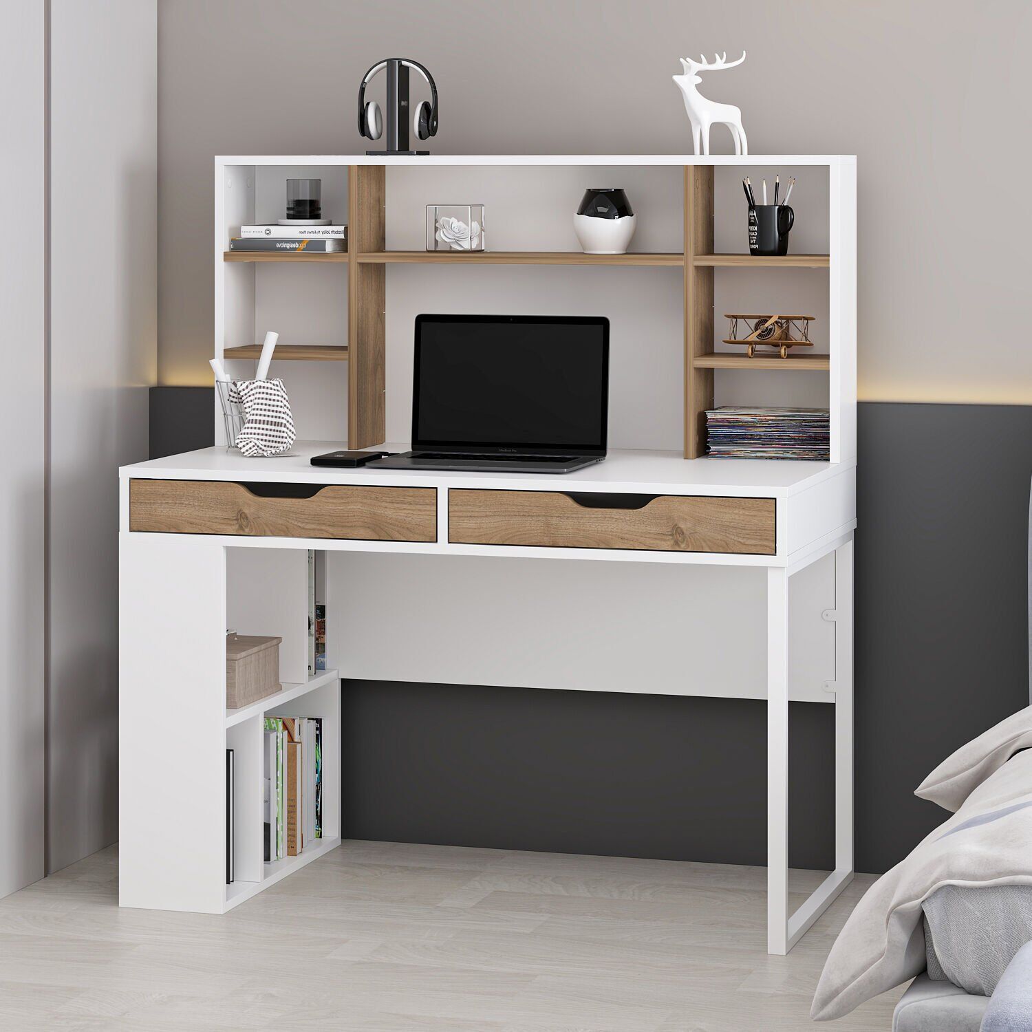 Mila Çalışma Masası - Beyaz/Rahle