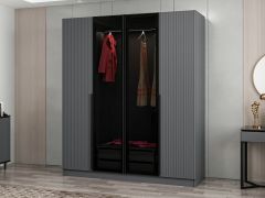 Kale Plus 4 Mebran Kapaklı 2Ç Dolap Antrasit Mebran Füme Cam