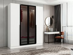 Kale Plus 4 Mebran Kapaklı 2Ç Dolap Beyaz Mebran Füme Cam