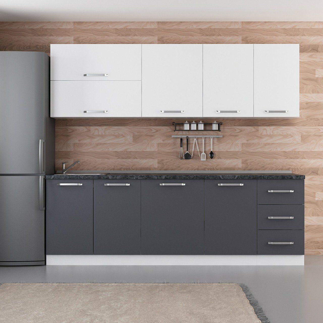 Minar 245 Cm Mutfak Dolabı Beyaz Antrasit 245-A2