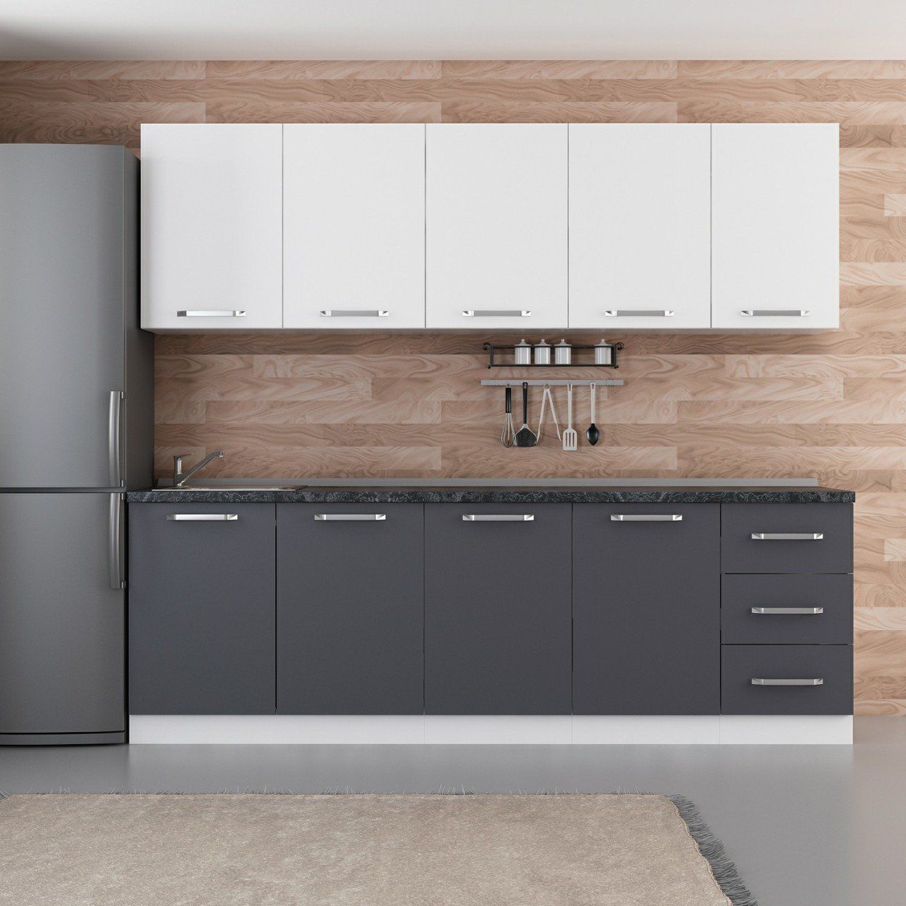 Minar 245 Cm Mutfak Dolabı Beyaz Antrasit 245-A3