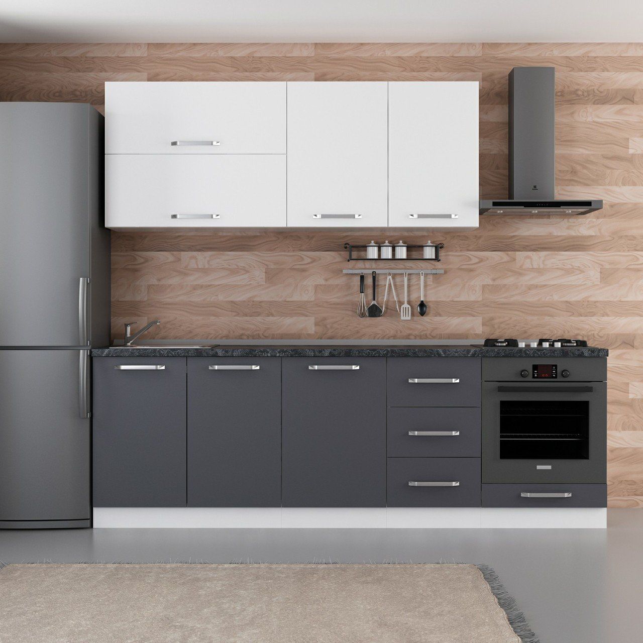 Minar 245 Cm Mutfak Dolabı Beyaz Antrasit 245-A4