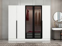 Kale Plus 5 Mebran Kapaklı 2Ç Dolap Beyaz Mebran Füme Cam