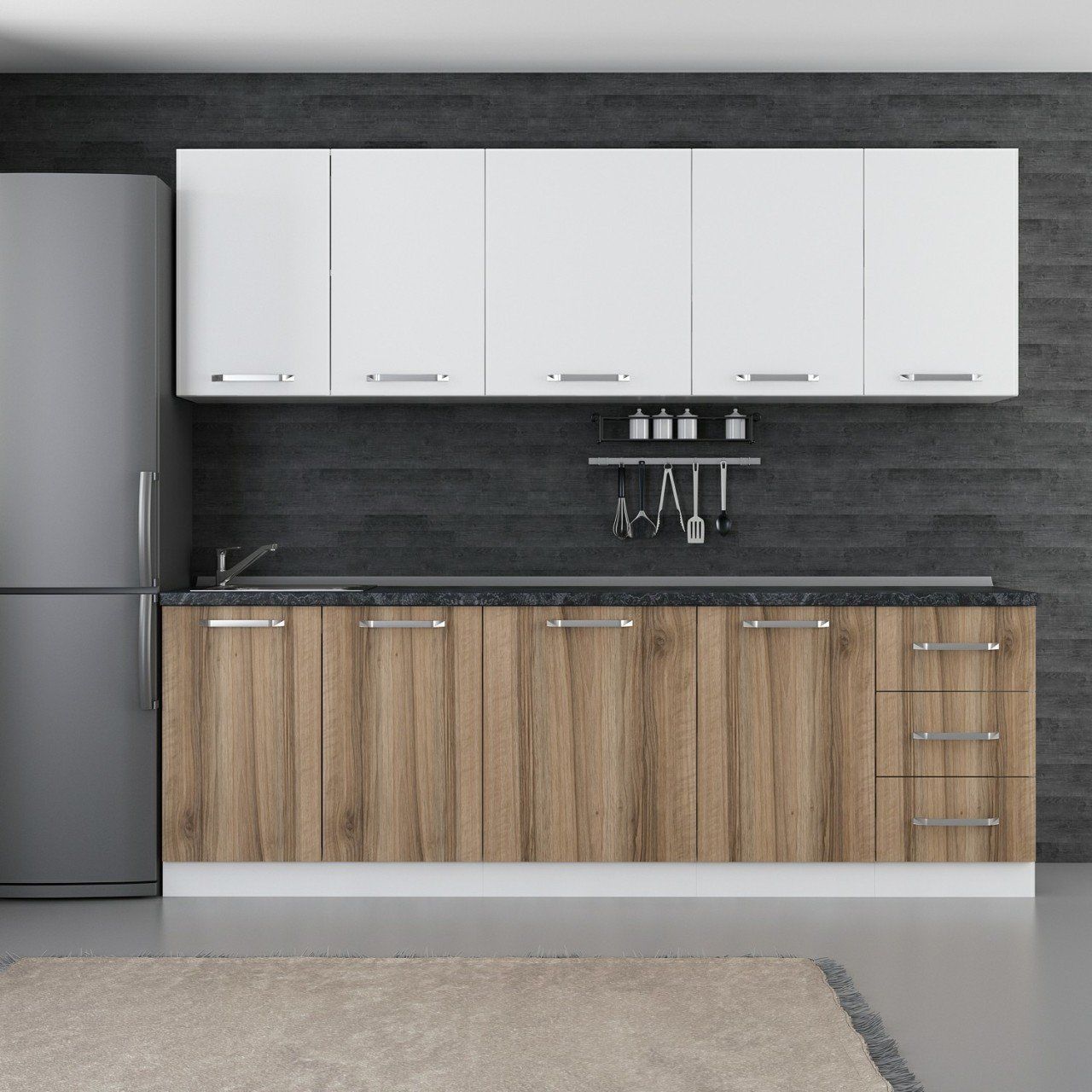 Minar 245 Cm Mutfak Dolabı Beyaz Dore 245-D1