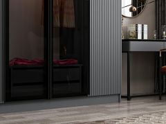 Kale Plus 6 Mebran Kapaklı 2Ç Dolap Antrasit Mebran Füme Cam