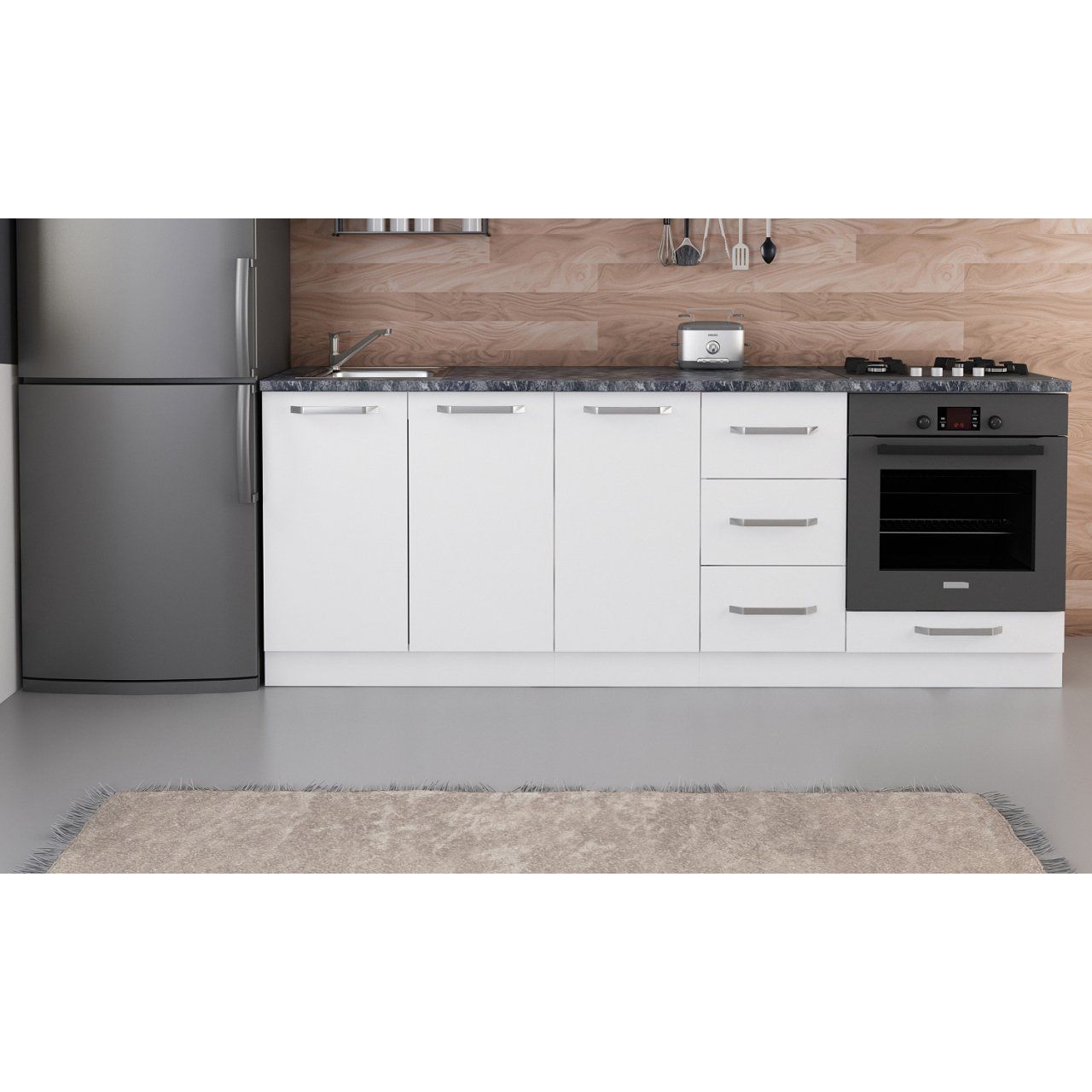 Minar 220 Cm Mutfak Dolabı Beyaz 220-B4-Alt Modül