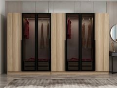 Kale Plus 7 Kapaklı 4Ç Dolap Dore Plus Dore Füme Cam