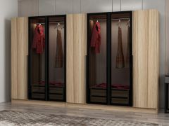 Kale Plus 7 Kapaklı 4Ç Dolap Dore Plus Dore Füme Cam