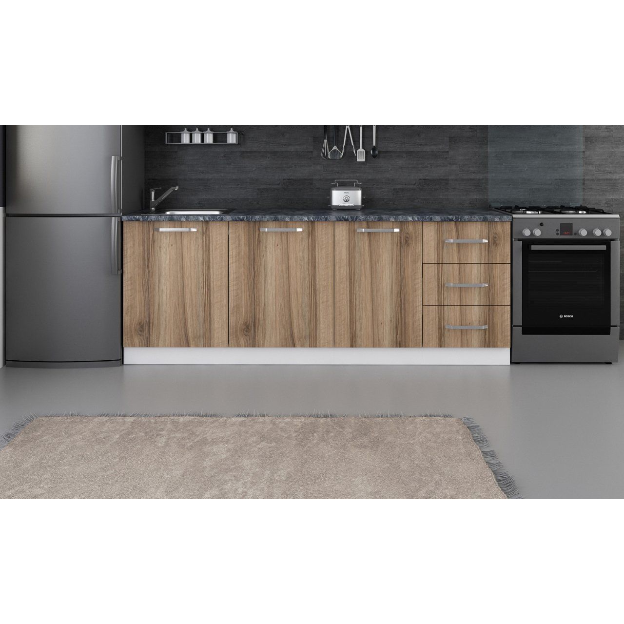 Minar 220 Cm Mutfak Dolabı Beyaz Dore 220-D1-Alt Modül