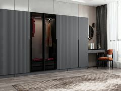 Kale Plus 8 Mebran Kapaklı 2Ç Dolap Antrasit Mebran Füme Cam