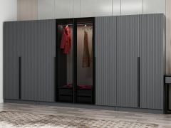 Kale Plus 8 Mebran Kapaklı 2Ç Dolap Antrasit Mebran Füme Cam