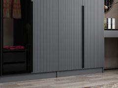 Kale Plus 8 Mebran Kapaklı 2Ç Dolap Antrasit Mebran Füme Cam