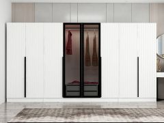 Kale Plus 8 Mebran Kapaklı 2Ç Dolap Beyaz Mebran Füme Cam