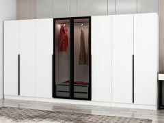 Kale Plus 8 Mebran Kapaklı 2Ç Dolap Beyaz Mebran Füme Cam