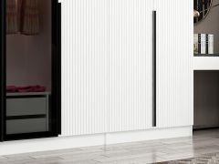 Kale Plus 8 Mebran Kapaklı 2Ç Dolap Beyaz Mebran Füme Cam