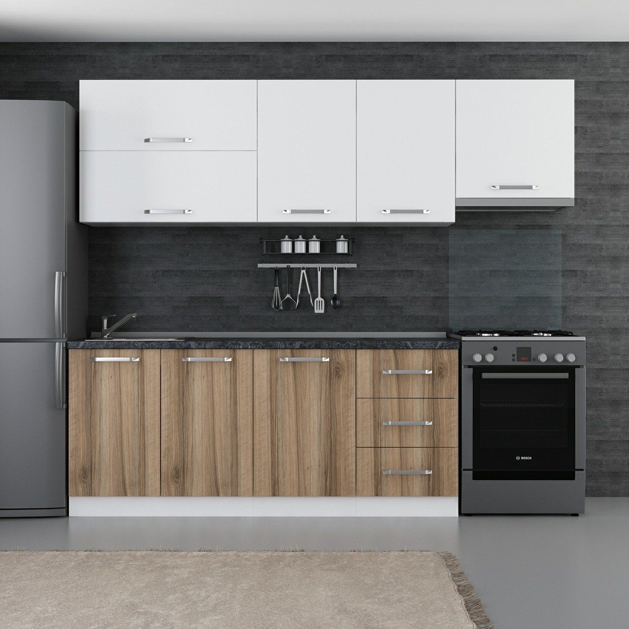 Minar 250 Cm Mutfak Dolabı Beyaz Dore 250-D7