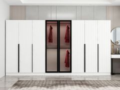 Kale Plus 8 Mebran Kapaklı 4Ç Dolap Beyaz Mebran Füme Cam