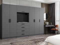 Kale 5 Kapaklı 2 Çekmeceli Tv Modüllü Dolap Antrasit
