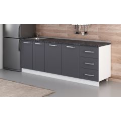 Minar 225 Cm Mutfak Dolabı Beyaz Antrasit 225-A1-Alt Modül